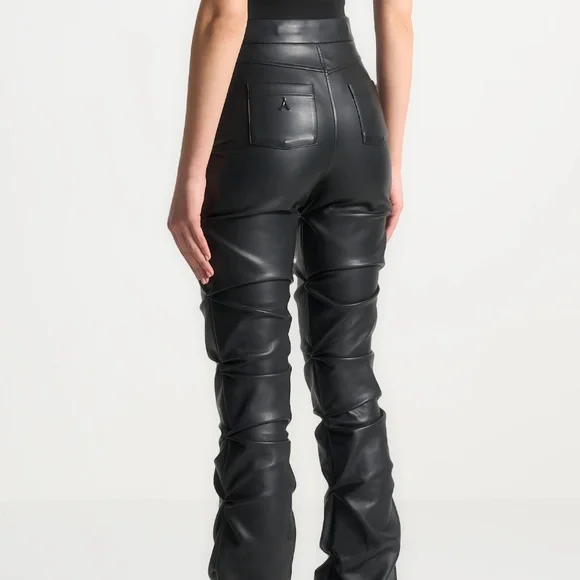 Manière De Voir Caroline Tacked Leather Flared Trousers Size 6 - Picture 5 of 5